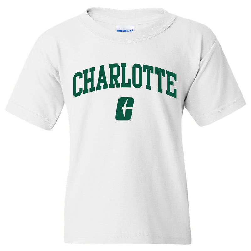 UNC Charlotte Forty-Niners Arch Logo Youth Short Sleeve T Shirt - White