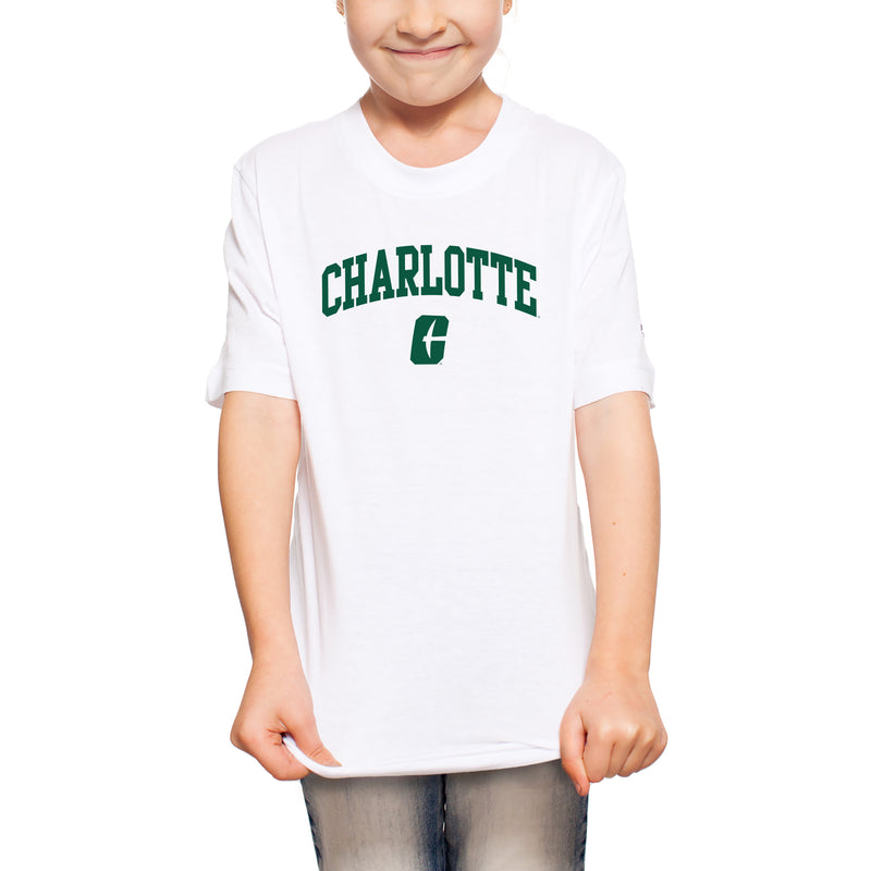 UNC Charlotte Forty-Niners Arch Logo Youth Short Sleeve T Shirt - White