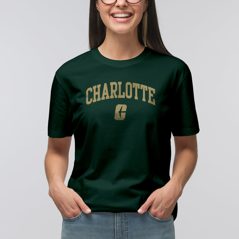 UNC Charlotte Forty-Niners Arch Logo Short Sleeve T Shirt - Forest