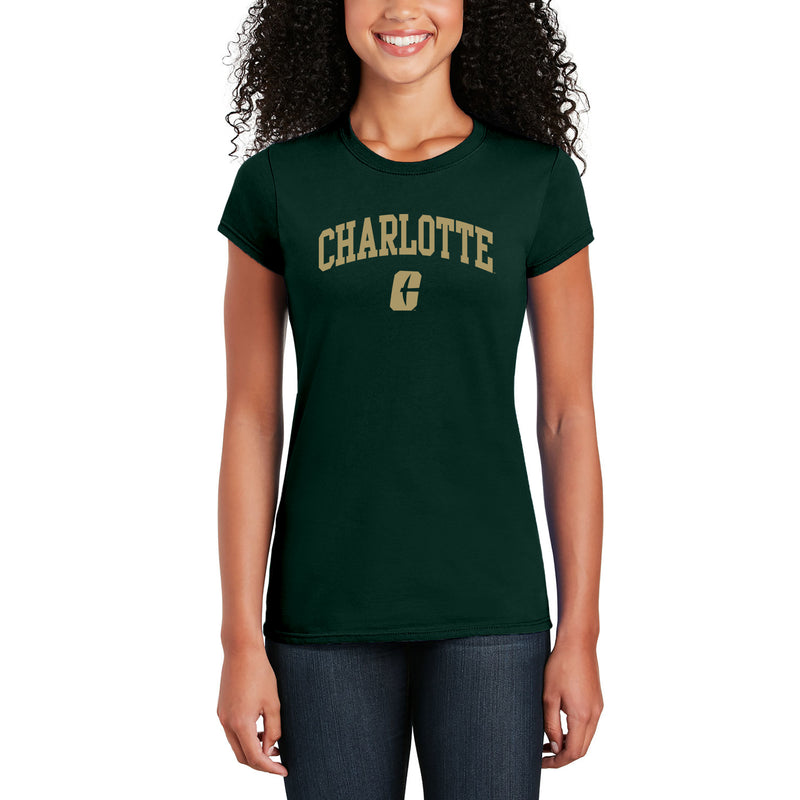 UNC Charlotte Forty-Niners Arch Logo Womens Short Sleeve T Shirt - Forest