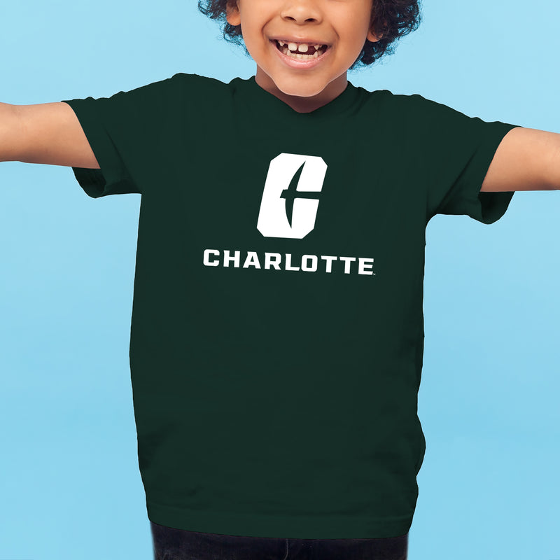 UNC Charlotte Forty-Niners Primary Logo Youth Short Sleeve T Shirt - Forest