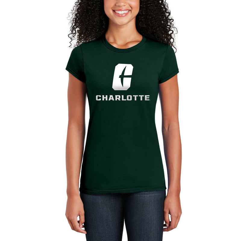 UNC Charlotte Forty-Niners Primary Logo Womens Short Sleeve T Shirt - Forest
