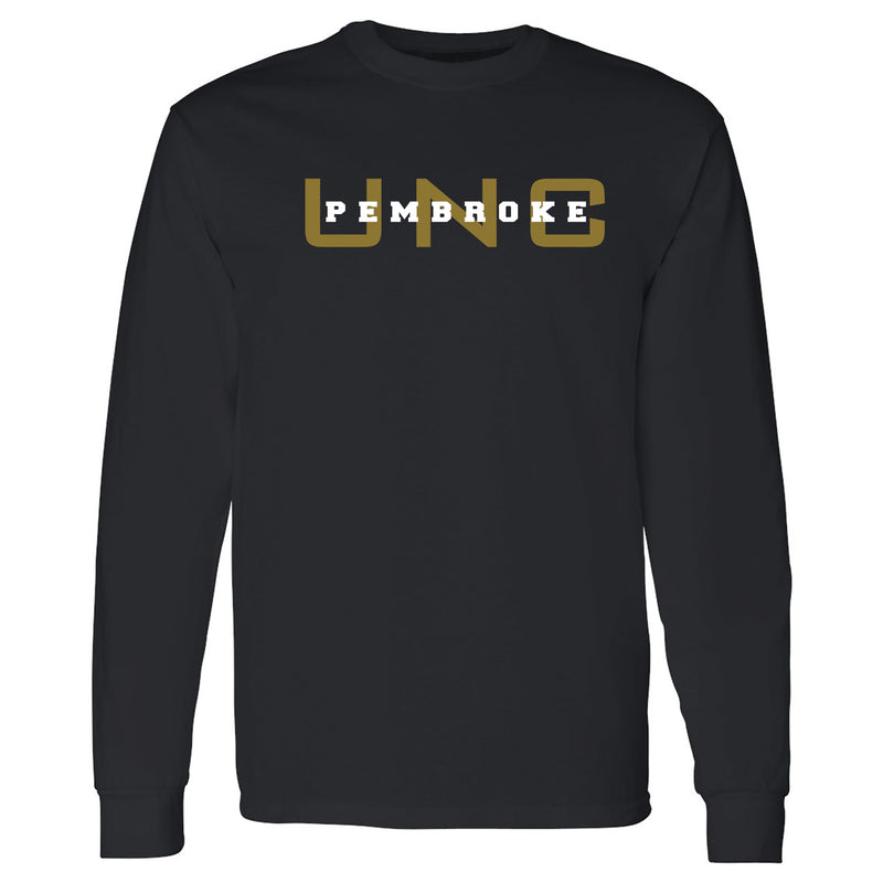 UNC Pembroke Braves Basic Block Long Sleeve T Shirt - Black