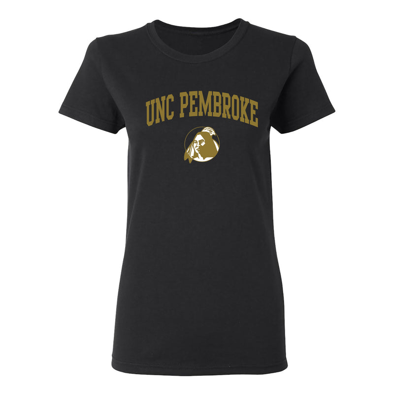 UNC Pembroke Braves Arch Logo Womens T Shirt - Black