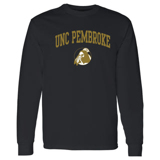 UNC Pembroke Braves Arch Logo Long Sleeve T Shirt - Black