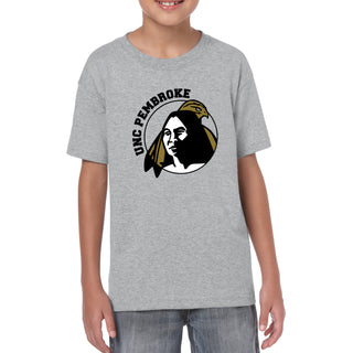 UNC Pembroke Braves Primary Logo Youth T Shirt - Sport Grey