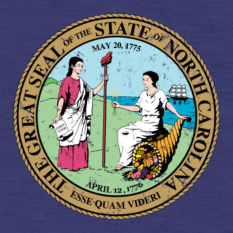 North Carolina State Seal Canvas Tee - Navy Triblend