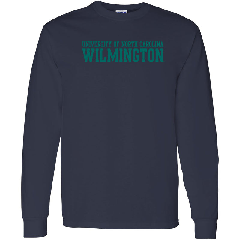 UNC Wilmington Seahawks Basic Block Long Sleeve T Shirt - Navy