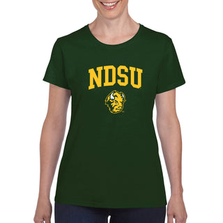 North Dakota State University Bison Arch Logo Short Sleeve Women's T Shirt - Forest