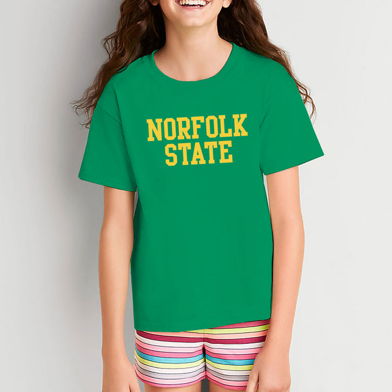 Norfolk State University Spartans Basic Block Youth T Shirt - Irish Green