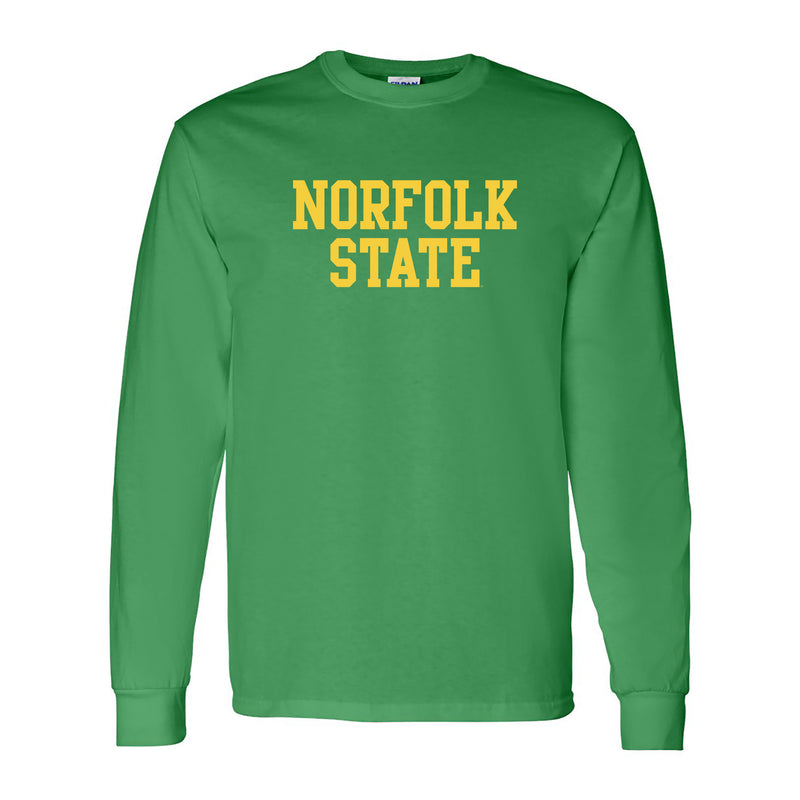 Norfolk State University Spartans Basic Block Long Sleeve T Shirt - Irish Green