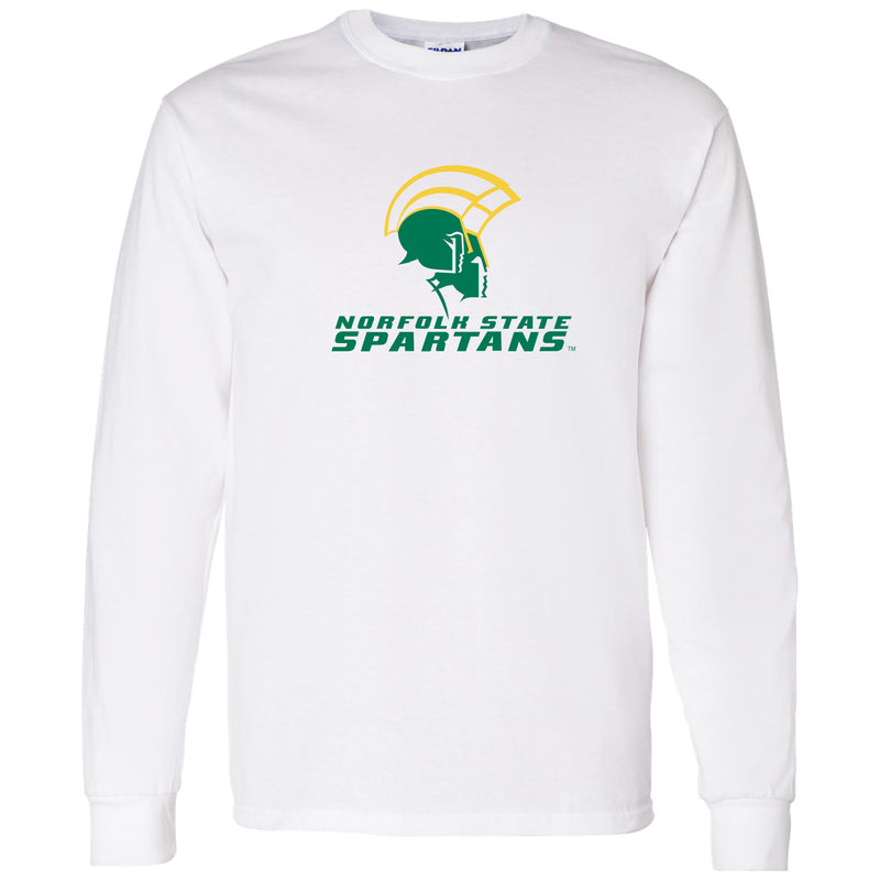 Norfolk State University Spartans Primary Logo Long Sleeve T Shirt - White
