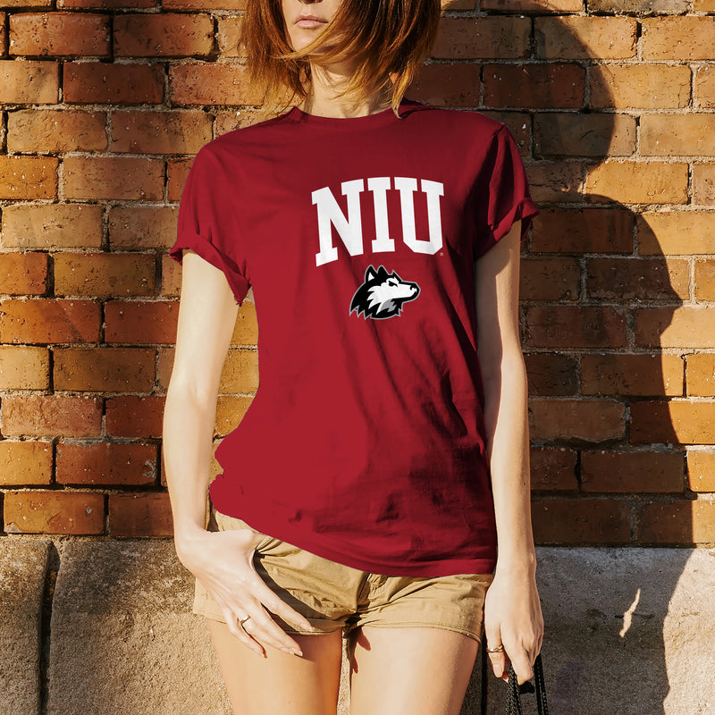 Northern Illinois University Huskies Arch Logo Short Sleeve T Shirt - Cardinal