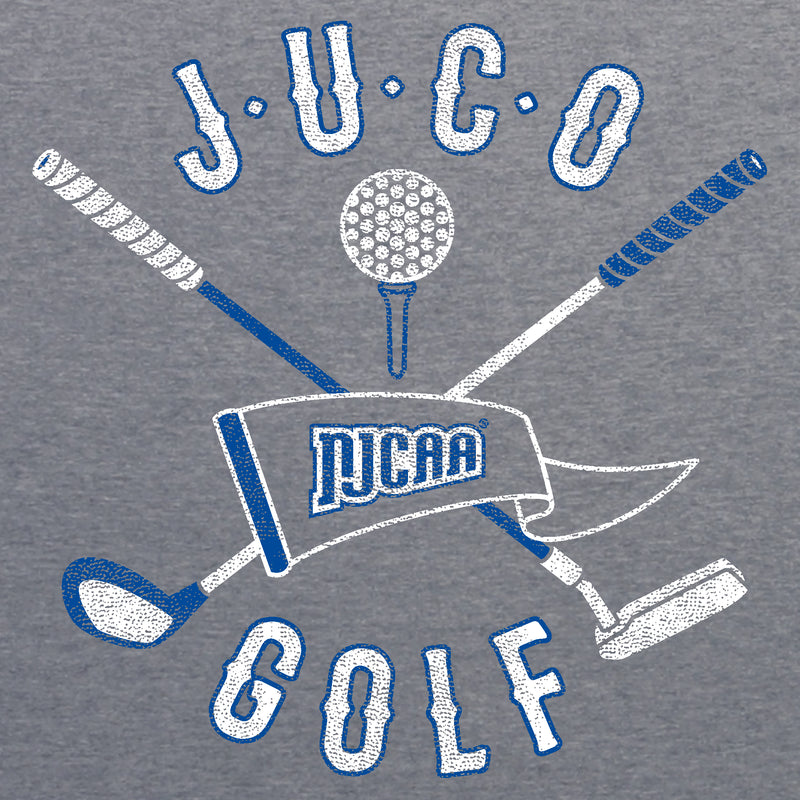 NJCAA JUCO Golf Emblem - Junior College Athletics Triblend T Shirt - Premium Heather