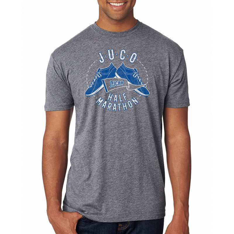 NJCAA JUCO Half Marathon Emblem - Junior College Athletics Triblend T Shirt - Premium Heather