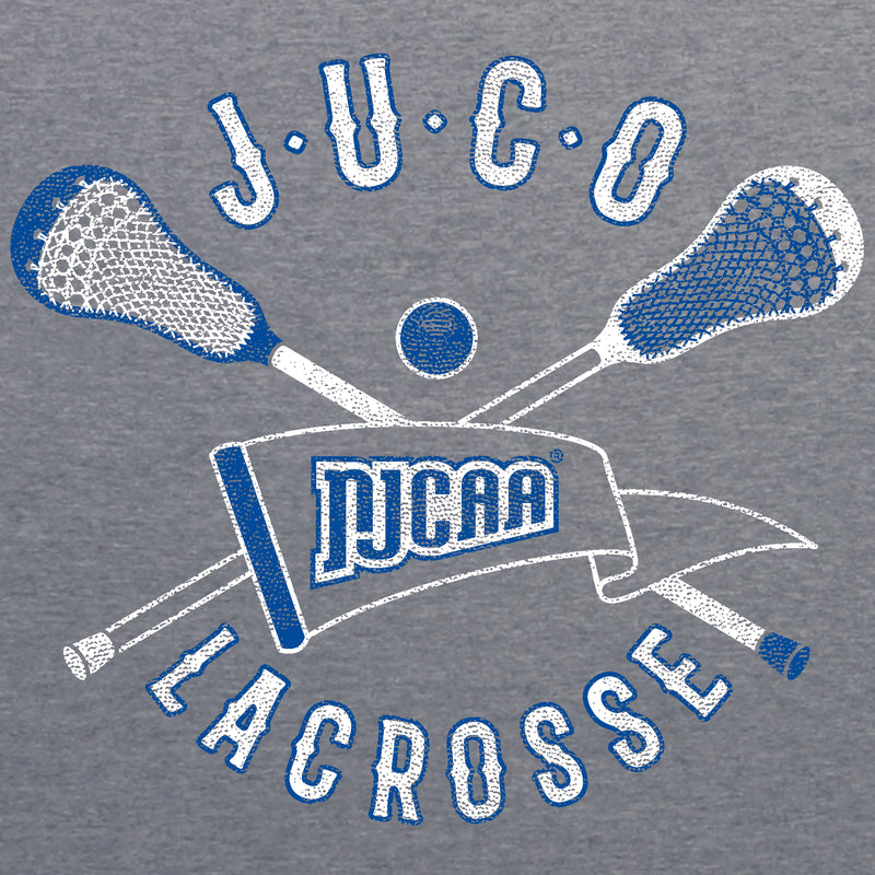 NJCAA JUCO Lacrosse Emblem - Junior College Athletics Triblend T Shirt - Premium Heather