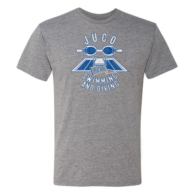 NJCAA JUCO Swimming and Diving Emblem - Junior College Athletics Triblend T Shirt - Premium Heather