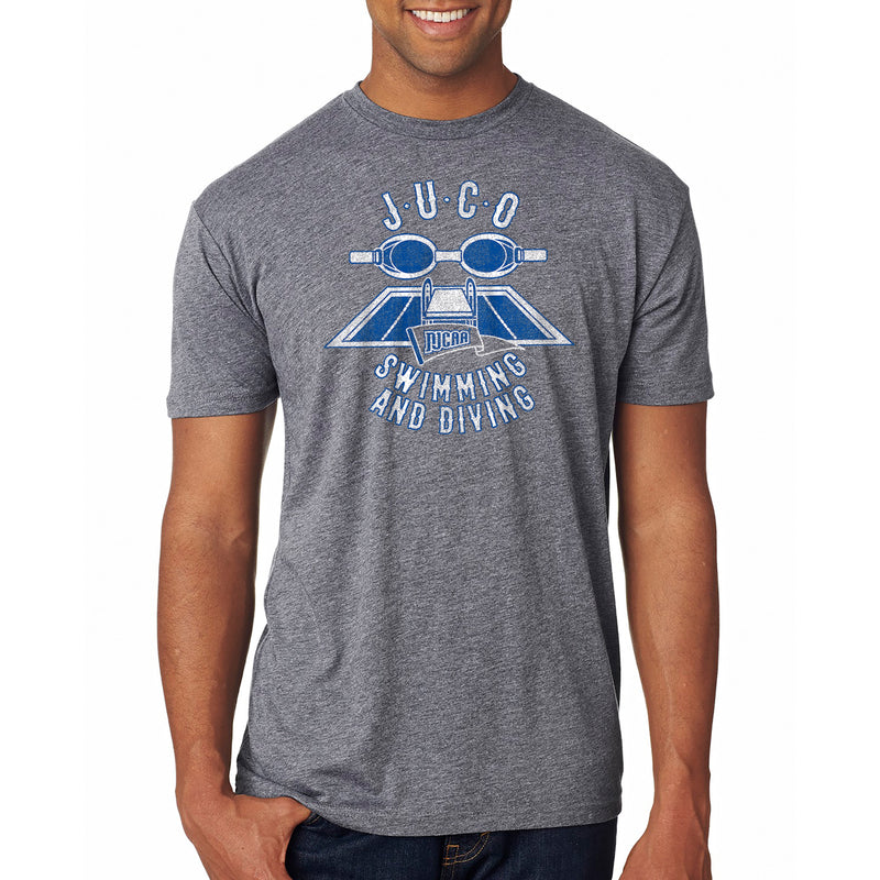 NJCAA JUCO Swimming and Diving Emblem - Junior College Athletics Triblend T Shirt - Premium Heather