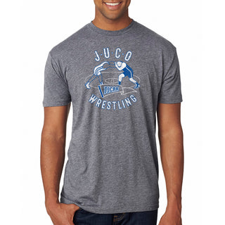 NJCAA JUCO Wrestling Emblem - Junior College Athletics Triblend T Shirt - Premium Heather