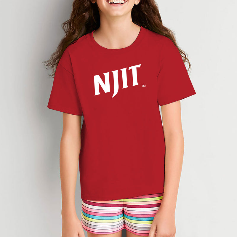 New Jersey Institute of Technology Basic Block Short Sleeve Youth T Shirt - Red