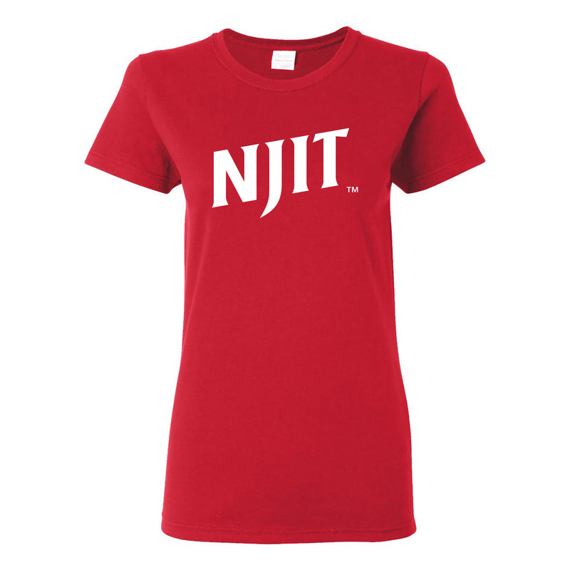New Jersey Institute of Technology Basic Block Short Sleeve Womens T-Shirt - Red