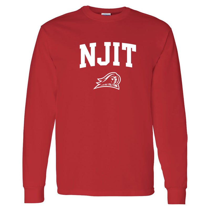 New Jersey Institute of Technology Arch Logo Long Sleeve T Shirt - Red