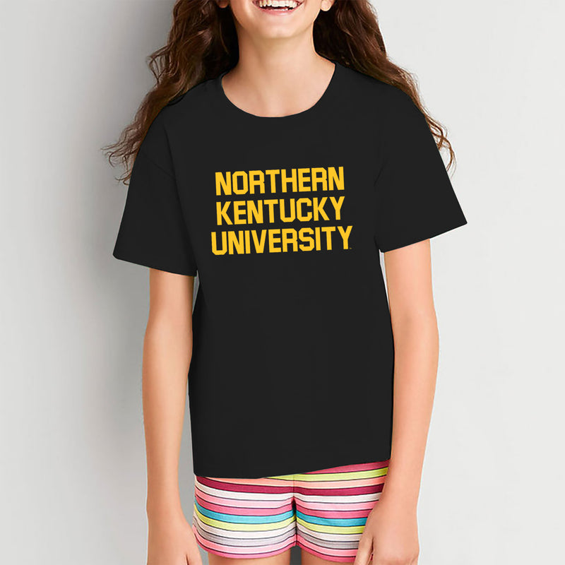 Northern Kentucky University Norse Basic Block Youth Short Sleeve T Shirt - Black