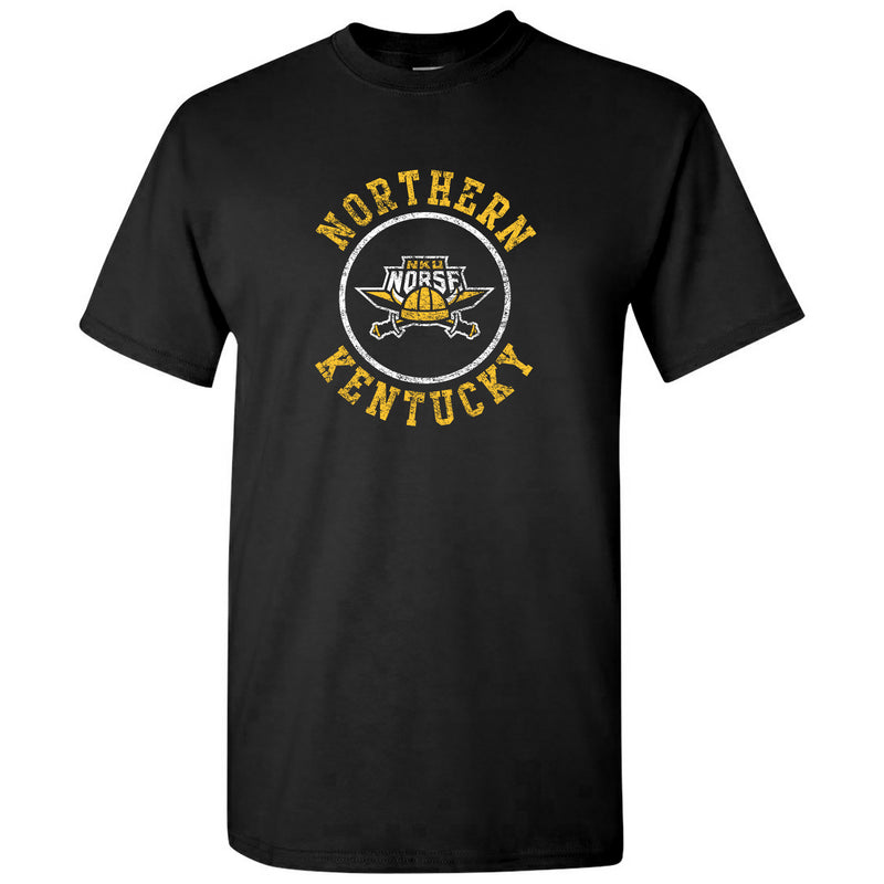 Northern Kentucky University Norse Distressed Circle Logo Short Sleeve T Shirt - Black