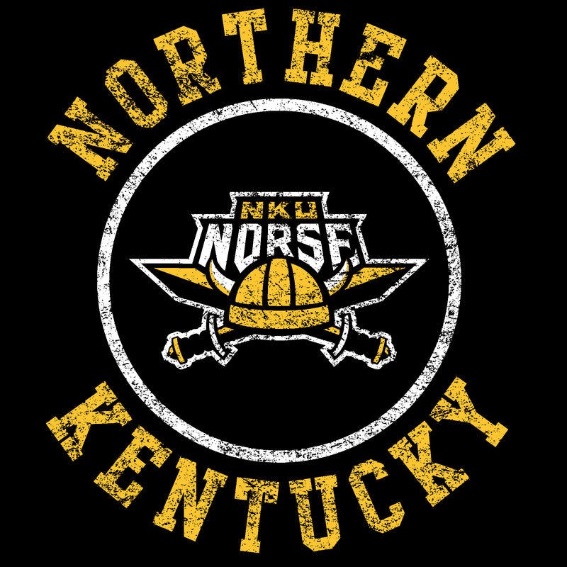 Northern Kentucky University Norse Distressed Circle Logo Womens Short Sleeve T Shirt - Black