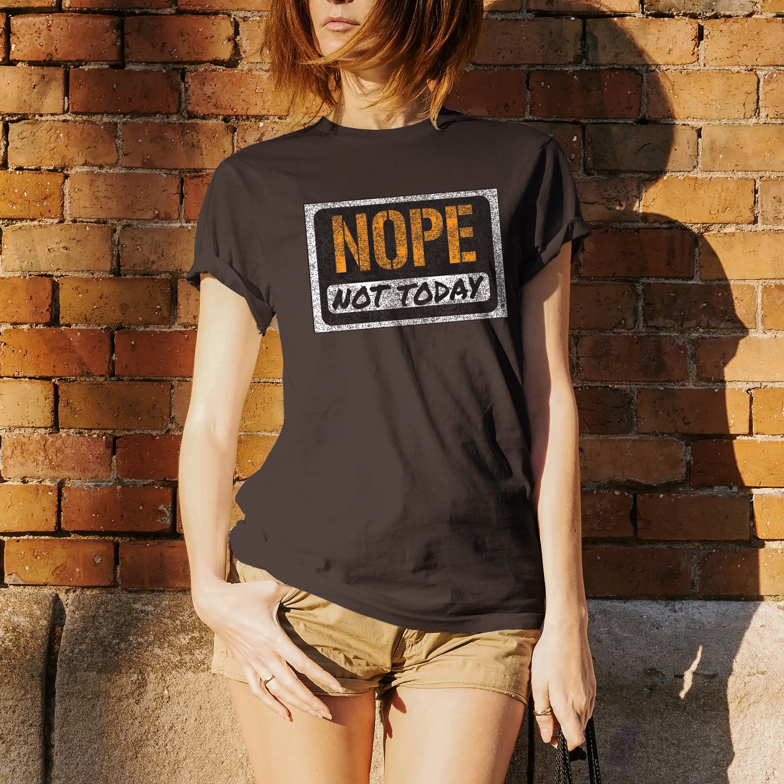 Maglietta Divertente “Nope Not Today” – Donna, Aderente, Cotone, Scollo Tondo, Manica Corta – HotScamp - Foto 2