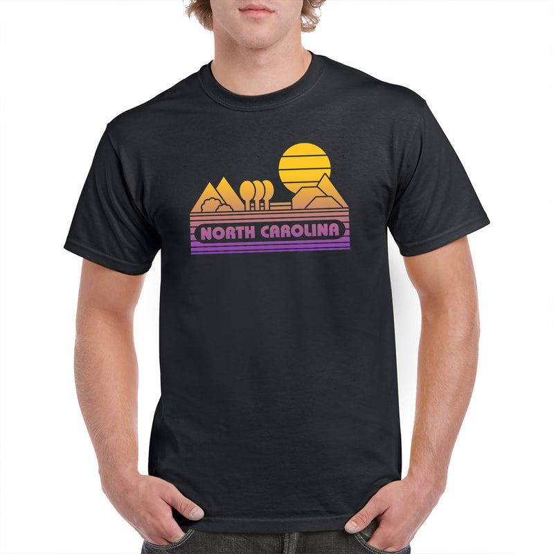 North Carolina Groovy Sunset T-Shirt - Black