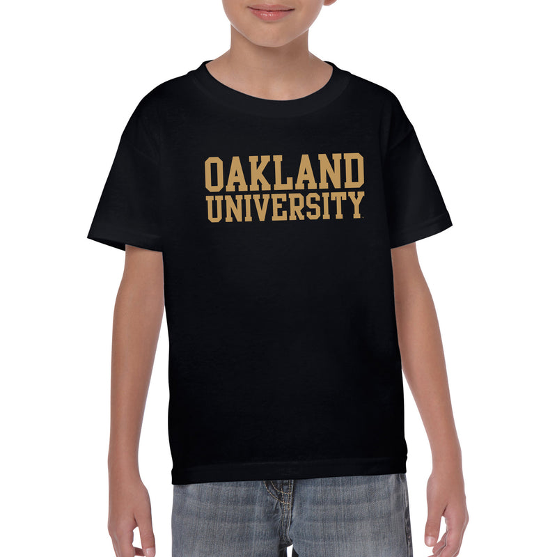 Oakland University Golden Grizzlies Basic Block Short Sleeve Youth T Shirt - Black