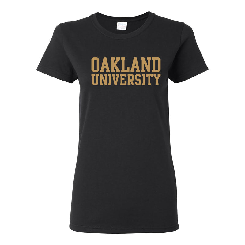 Oakland University Golden Grizzlies Basic Block Short Sleeve Womens T Shirt - Black