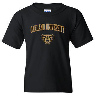 Oakland University Golden Grizzlies Arch Logo Short Sleeve Youth T Shirt - Black