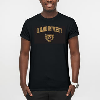 Oakland University Golden Grizzlies Arch Logo Short Sleeve T Shirt - Black