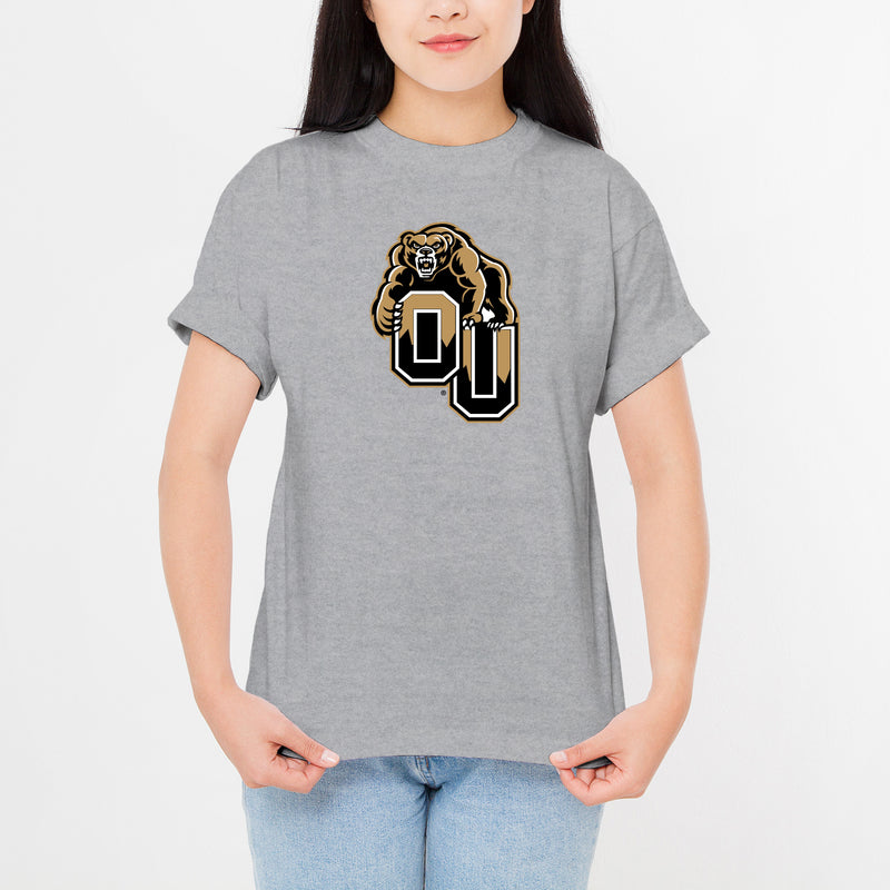 Oakland University Golden Grizzlies Primary Logo Short Sleeve T Shirt - Sport Grey