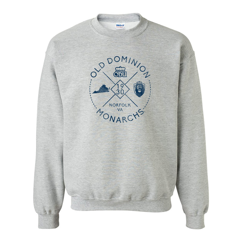 Old Dominion University Monarchs Identity Stamp Heavy Blend Crewneck Sweatshirt - Sport Grey