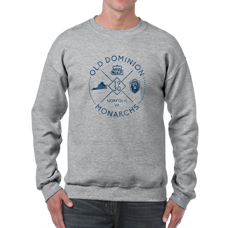 Old Dominion University Monarchs Identity Stamp Heavy Blend Crewneck Sweatshirt - Sport Grey