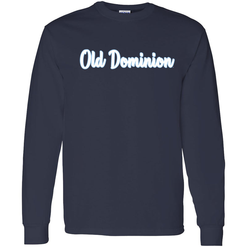 Old Dominion University Monarchs Basic Script Cotton Long Sleeve T Shirt - Navy