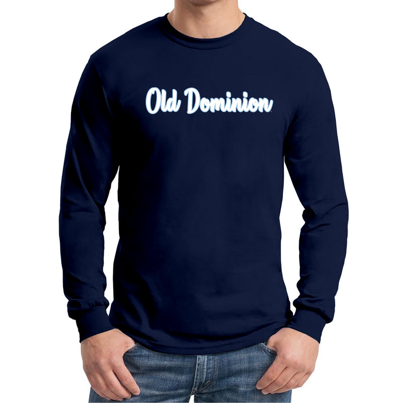 Old Dominion University Monarchs Basic Script Cotton Long Sleeve T Shirt - Navy