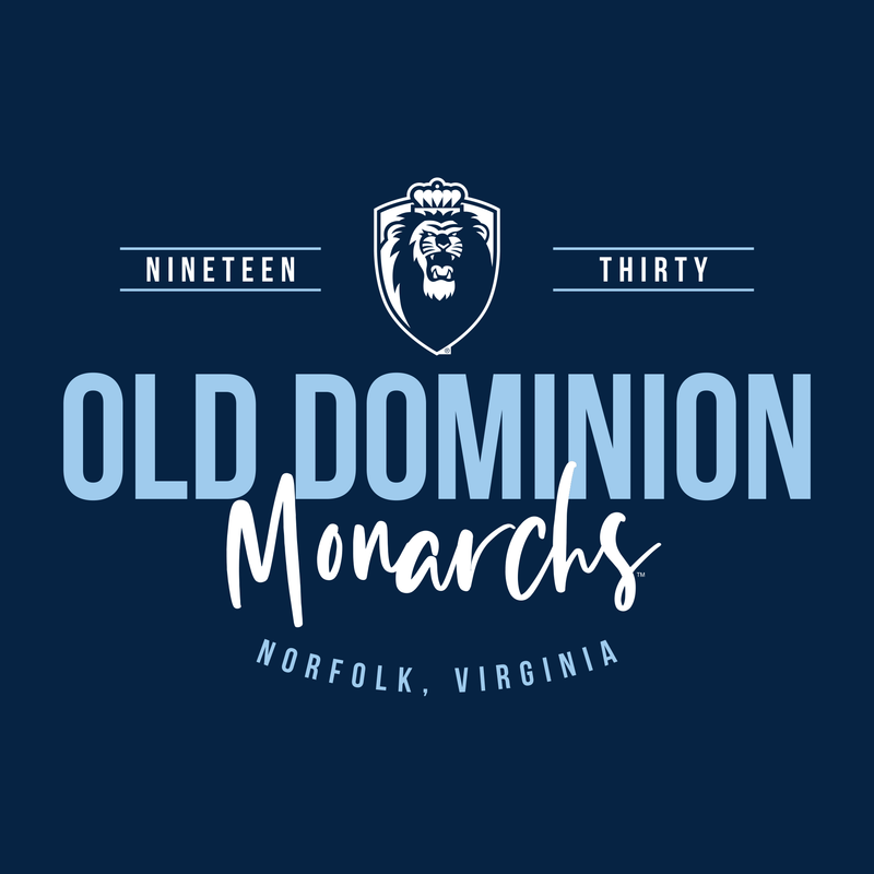 Old Dominion University Monarchs Harbor Script Canvas Short Sleeve Triblend T-Shirt - Solid Navy