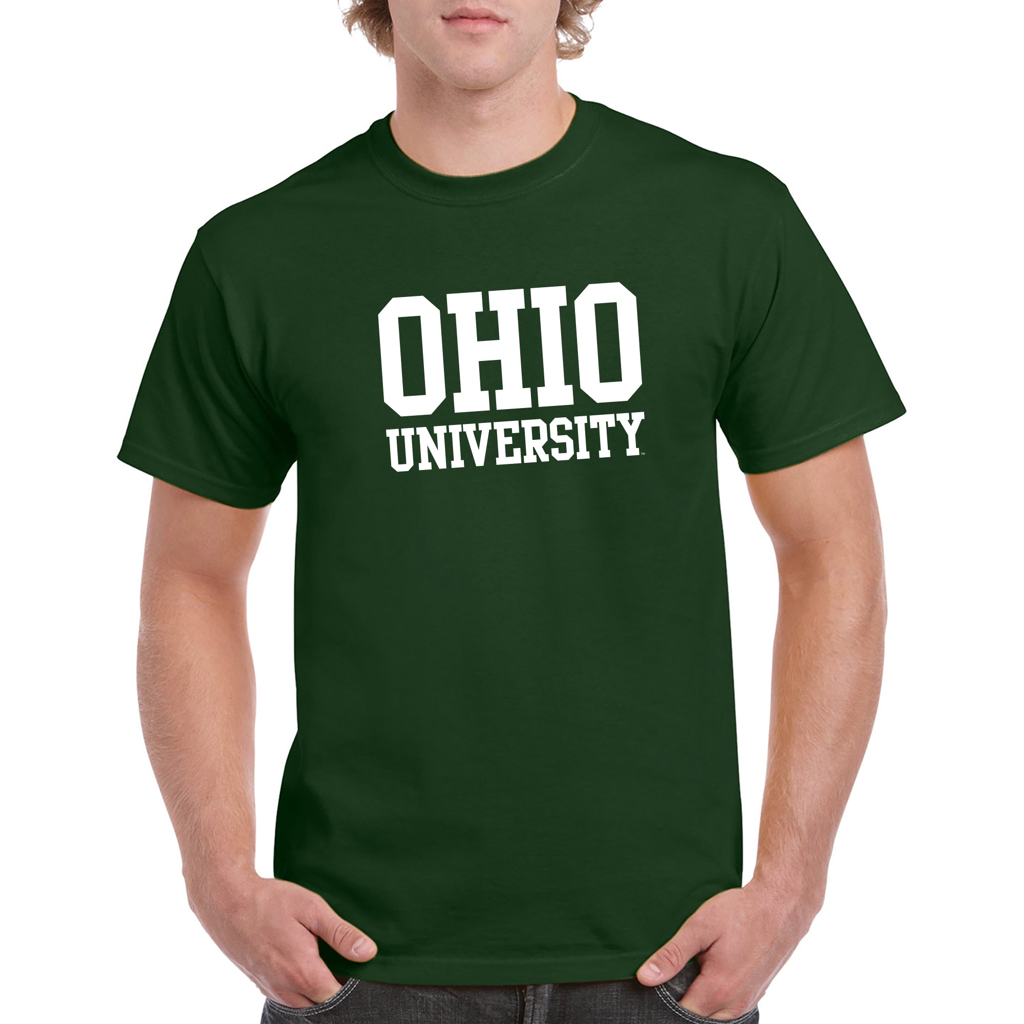 ohio university gear Ohio University Bobcats Basic Block Youth T-Shirt in Green | Size: XL
