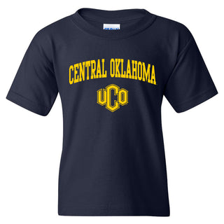 Central Oklahoma University Bronchos Arch Logo Youth T Shirt - Navy