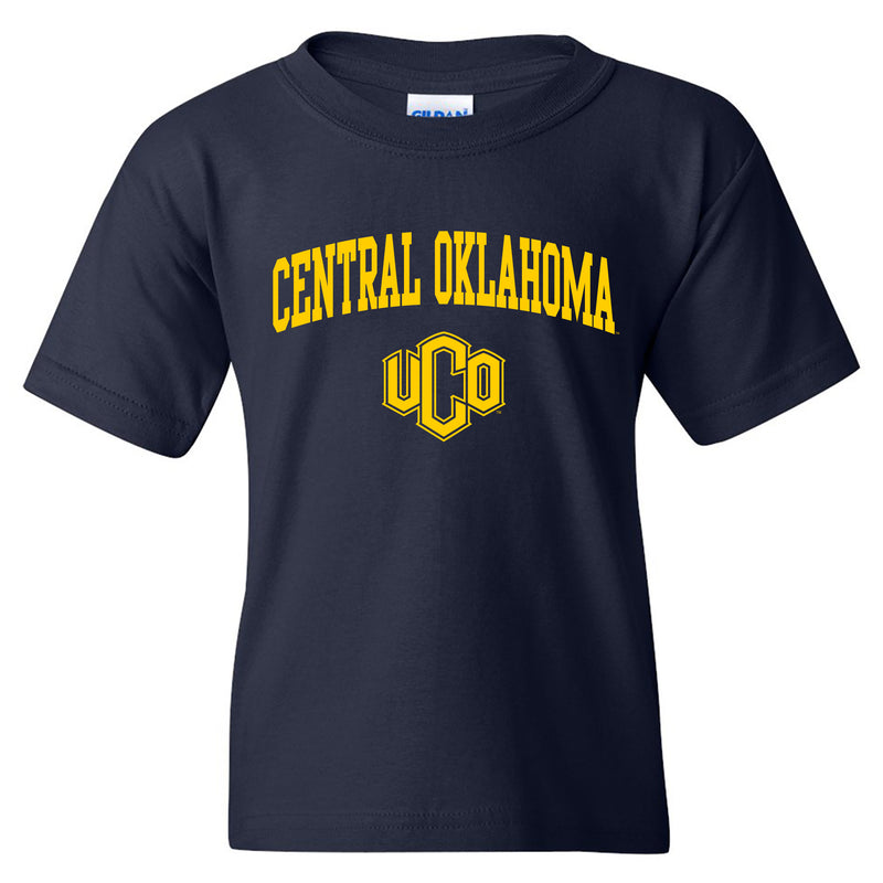Central Oklahoma University Bronchos Arch Logo Youth T Shirt - Navy
