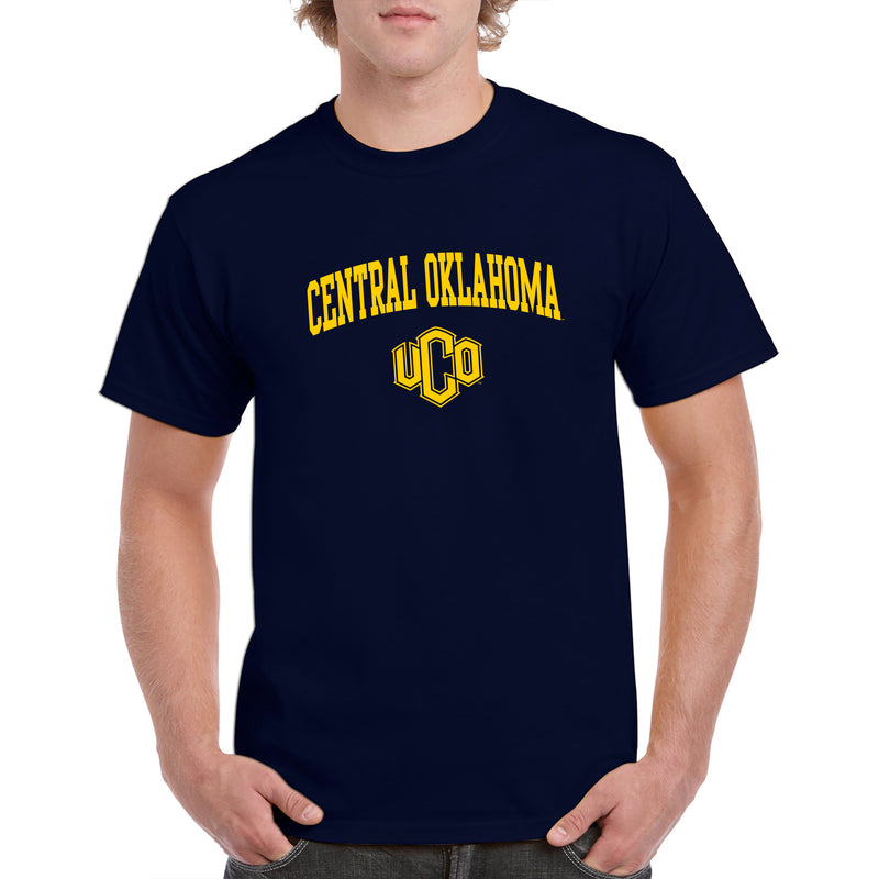 Central Oklahoma University Bronchos Arch Logo Short Sleeve T Shirt - Navy