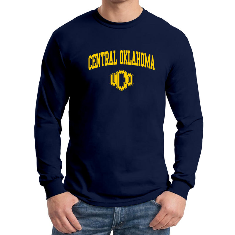 Central Oklahoma University Bronchos Arch Logo Long Sleeve T-Shirt - Navy