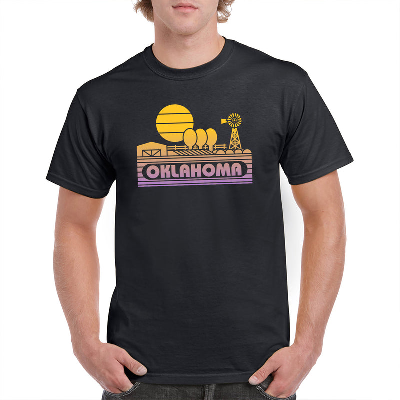 Oklahoma Groovy Sunset T-Shirt - Black