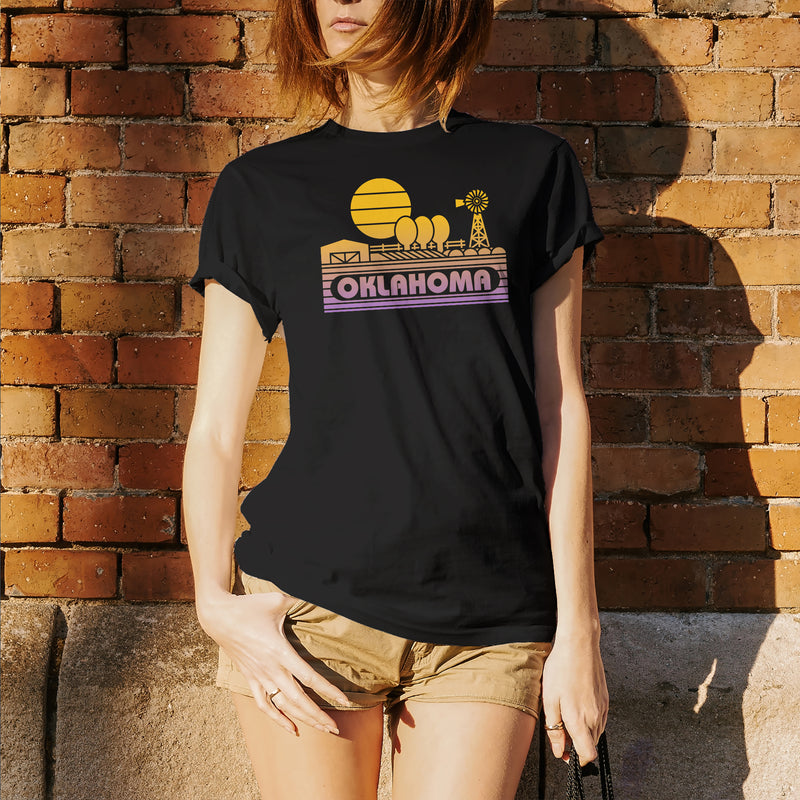 Oklahoma Groovy Sunset T-Shirt - Black