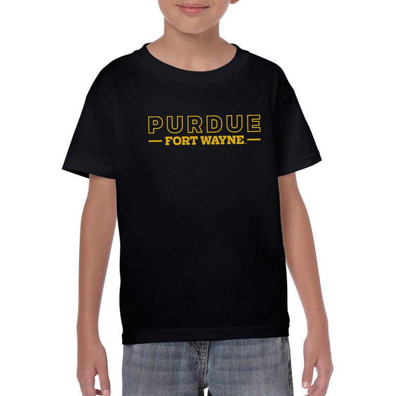 Purdue University Fort Wayne Mastodons Basic Block Youth Short Sleeve T Shirt - Black