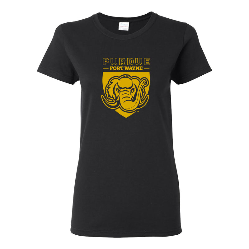 Purdue University Fort Wayne Mastodons Primary Logo Womens Short Sleeve T Shirt - Black